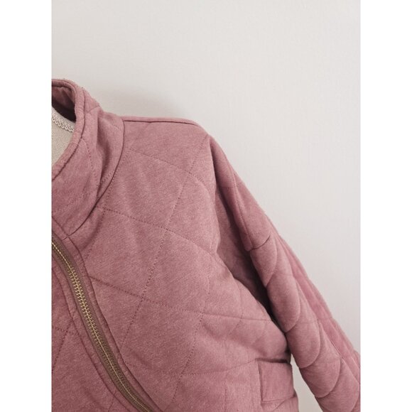 Bagatelle Quilted Cotton French Terry Zip Up Pink Stand Collar Womens Jacket XL - Picture 3 of 13